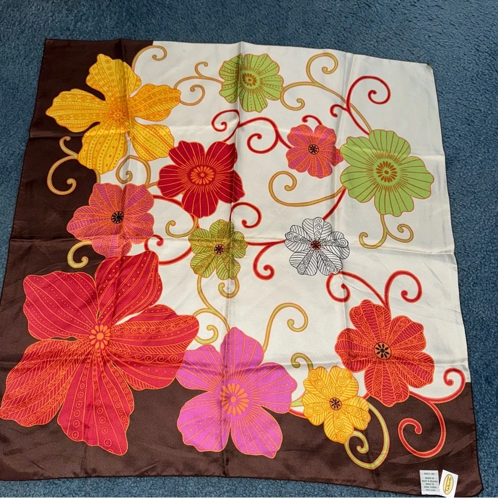 Vintage Talbots 100% Silk Scarf Floral